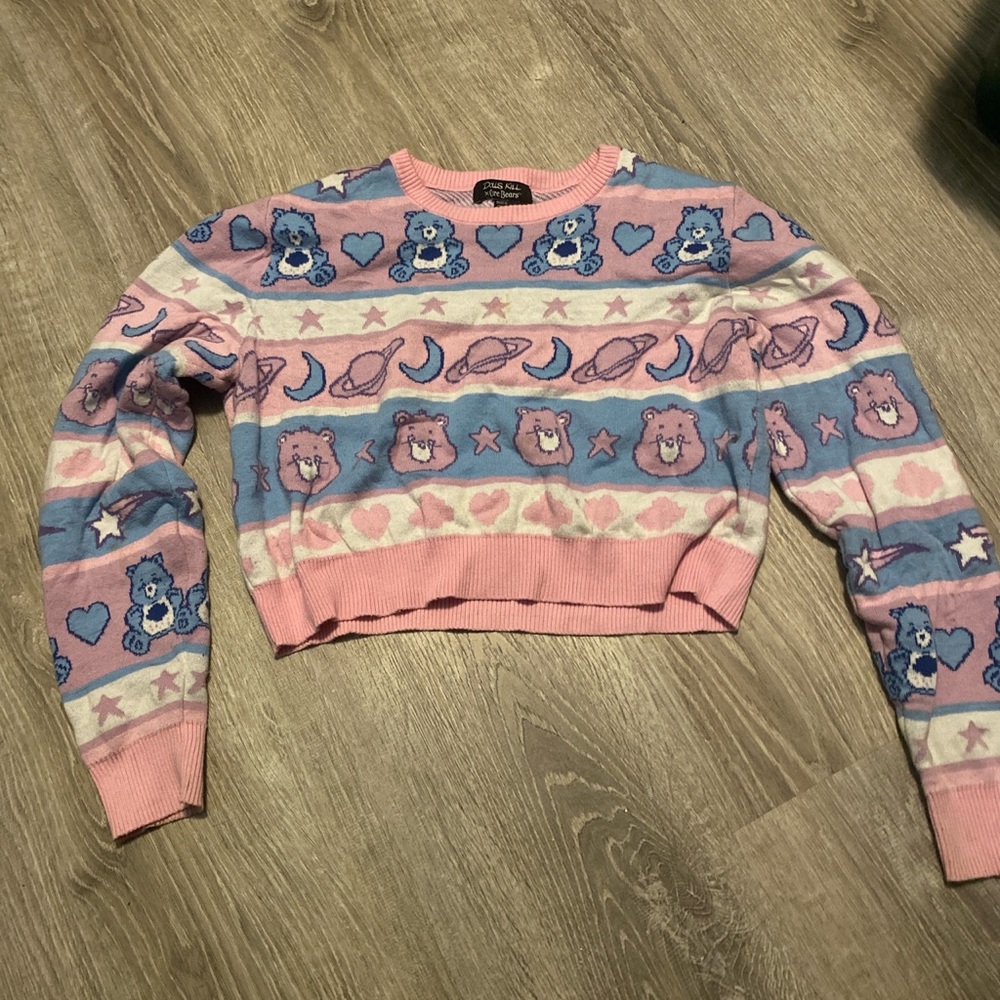dollskill x carebear pink crop sweater